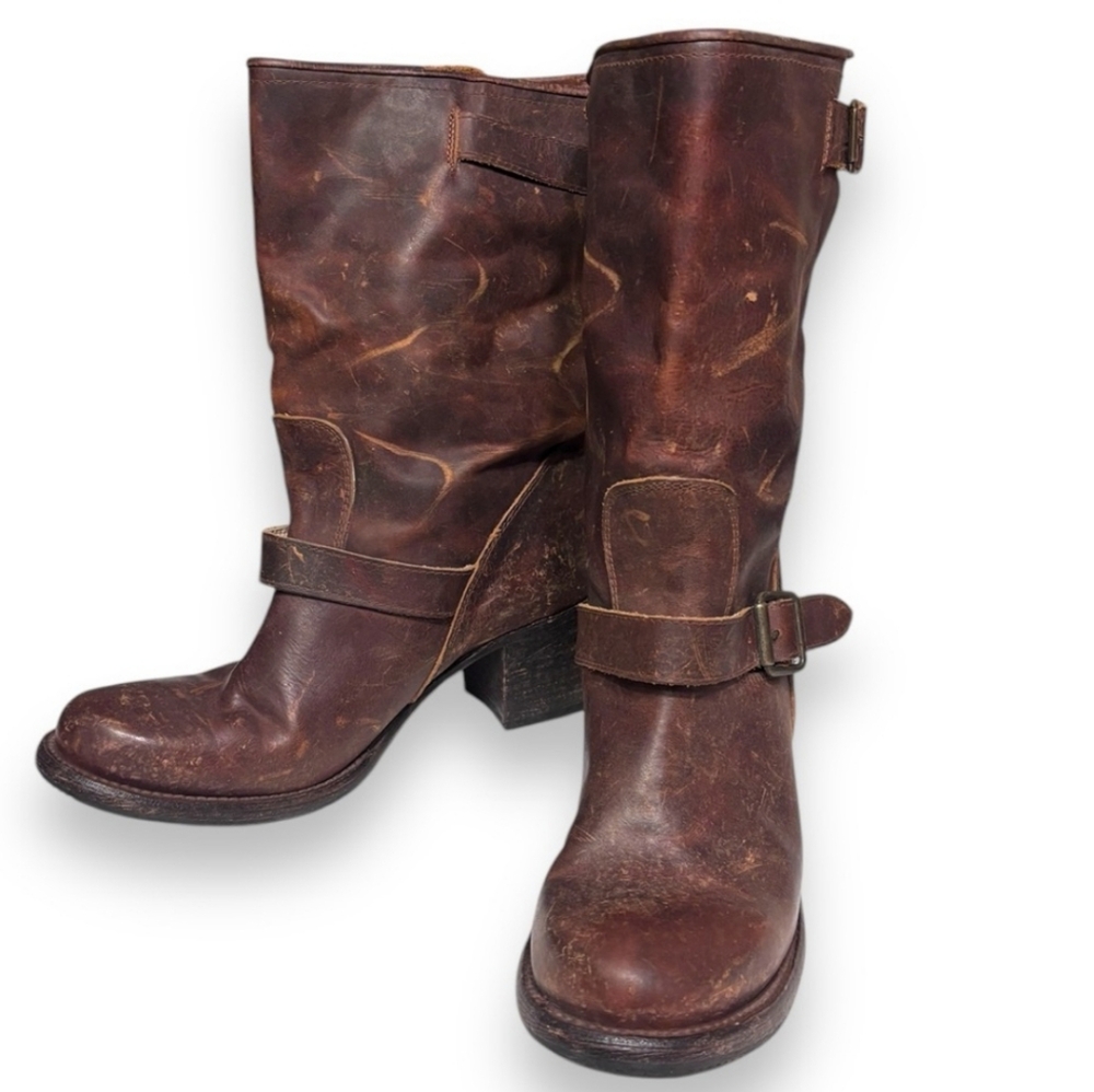 FREEBIRD by STEVEN Boulder Biker Boots - Cognac Destroyed